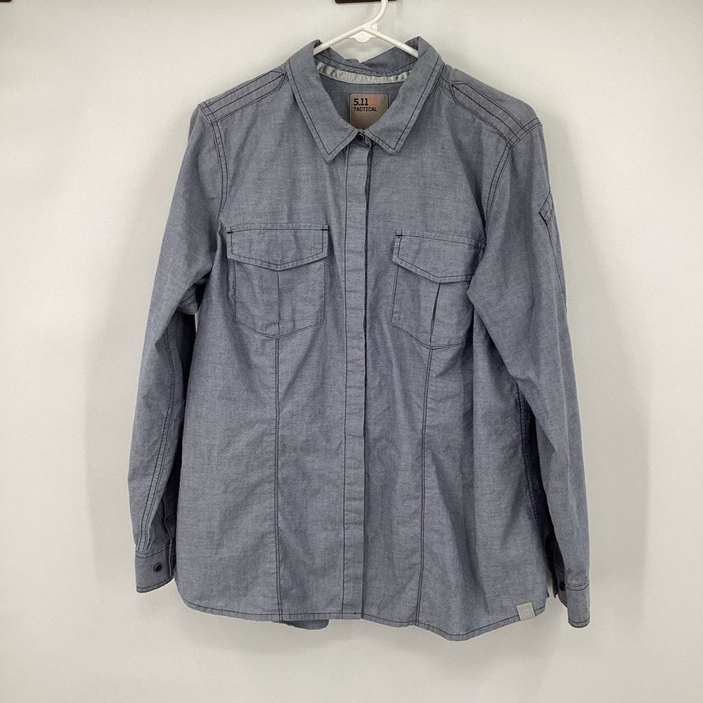 Womens 5.11 Tactical‎ Athena Long Sleeved Snap Front Shirt XL blue